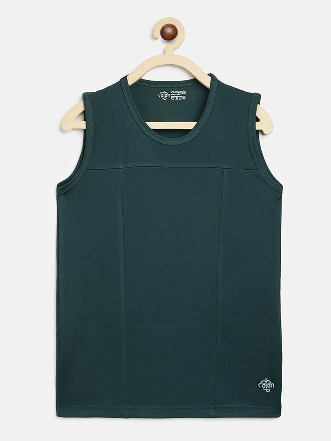 

CHIMPRALA Boys Green Solid Round Neck Sleeveless Vest Sports T-shirt