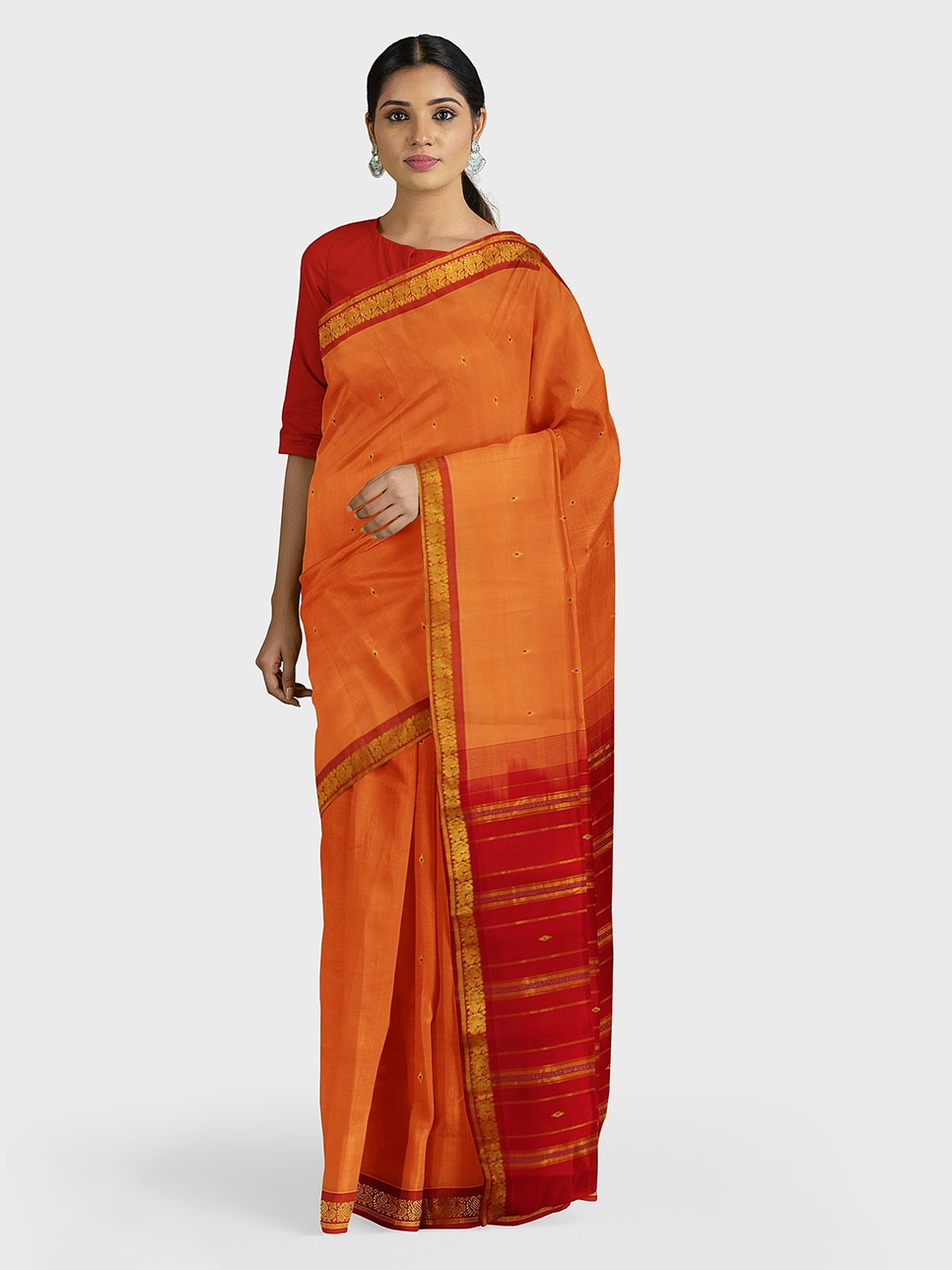 

APCO Orange Woven Design Pure Cotton Saree