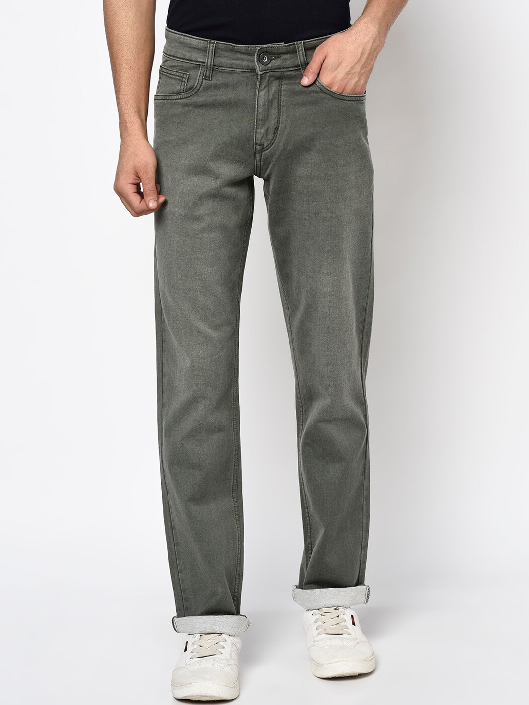 

Octave Men Olive Green Regular Fit Jeans