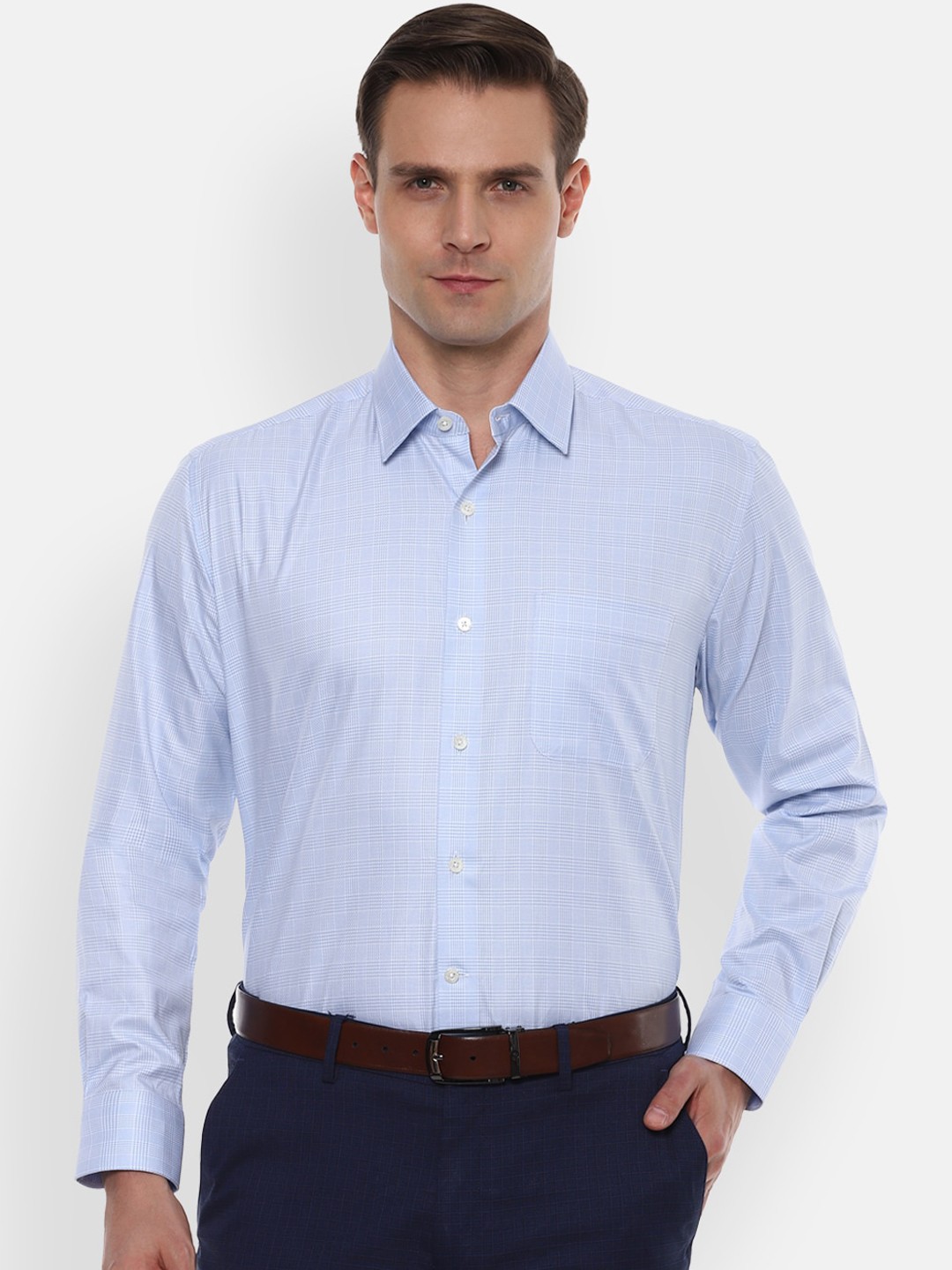 

Luxure by Louis Philippe Men Blue Regular Fit Checked Casual Shirt