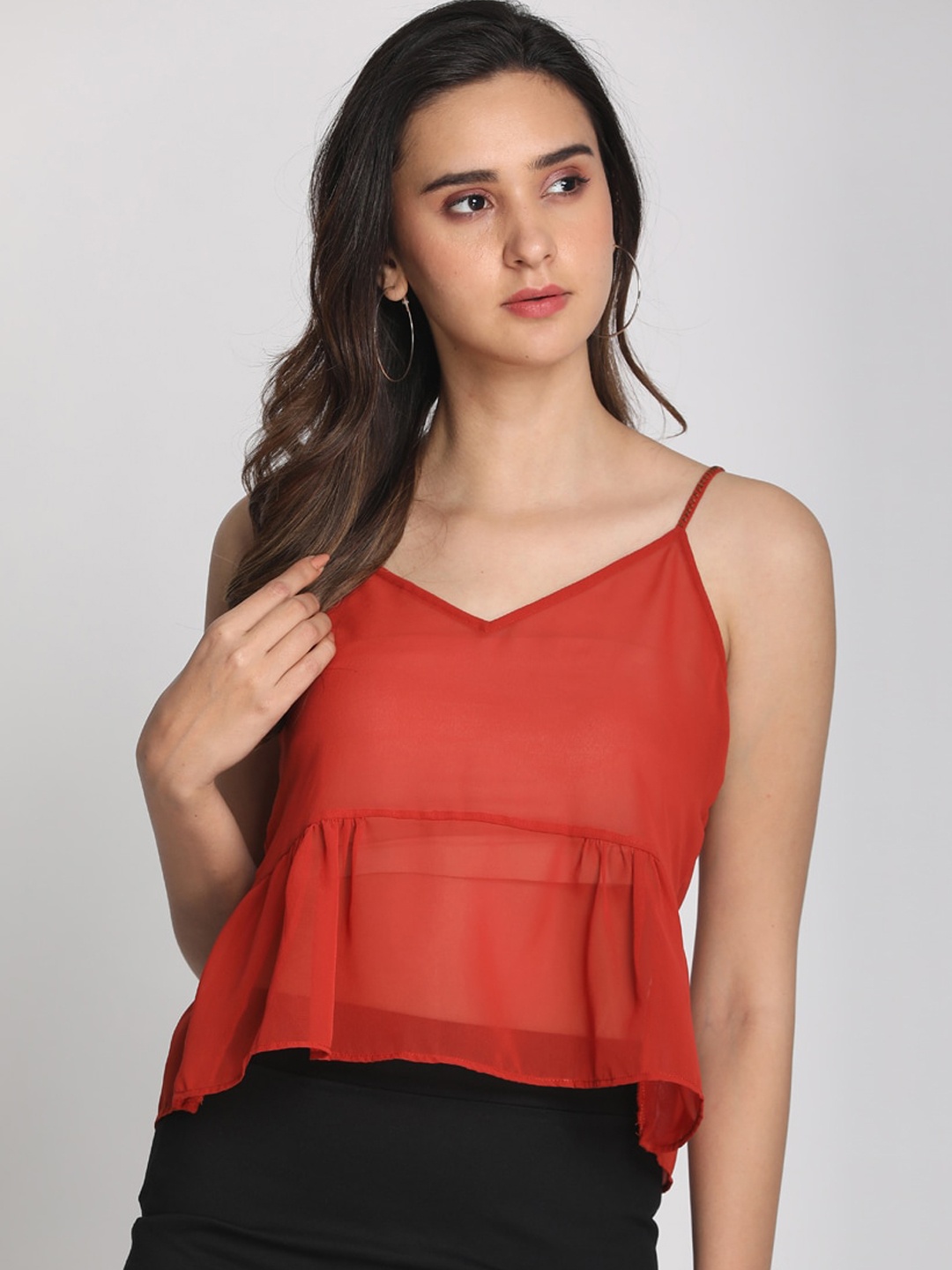 

PReT me Rust Georgette Peplum Top