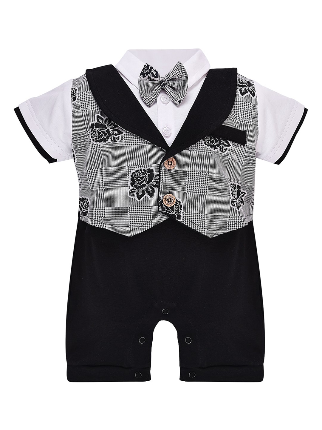 

Wish Karo Infant Boys Black & White Printed Rompers