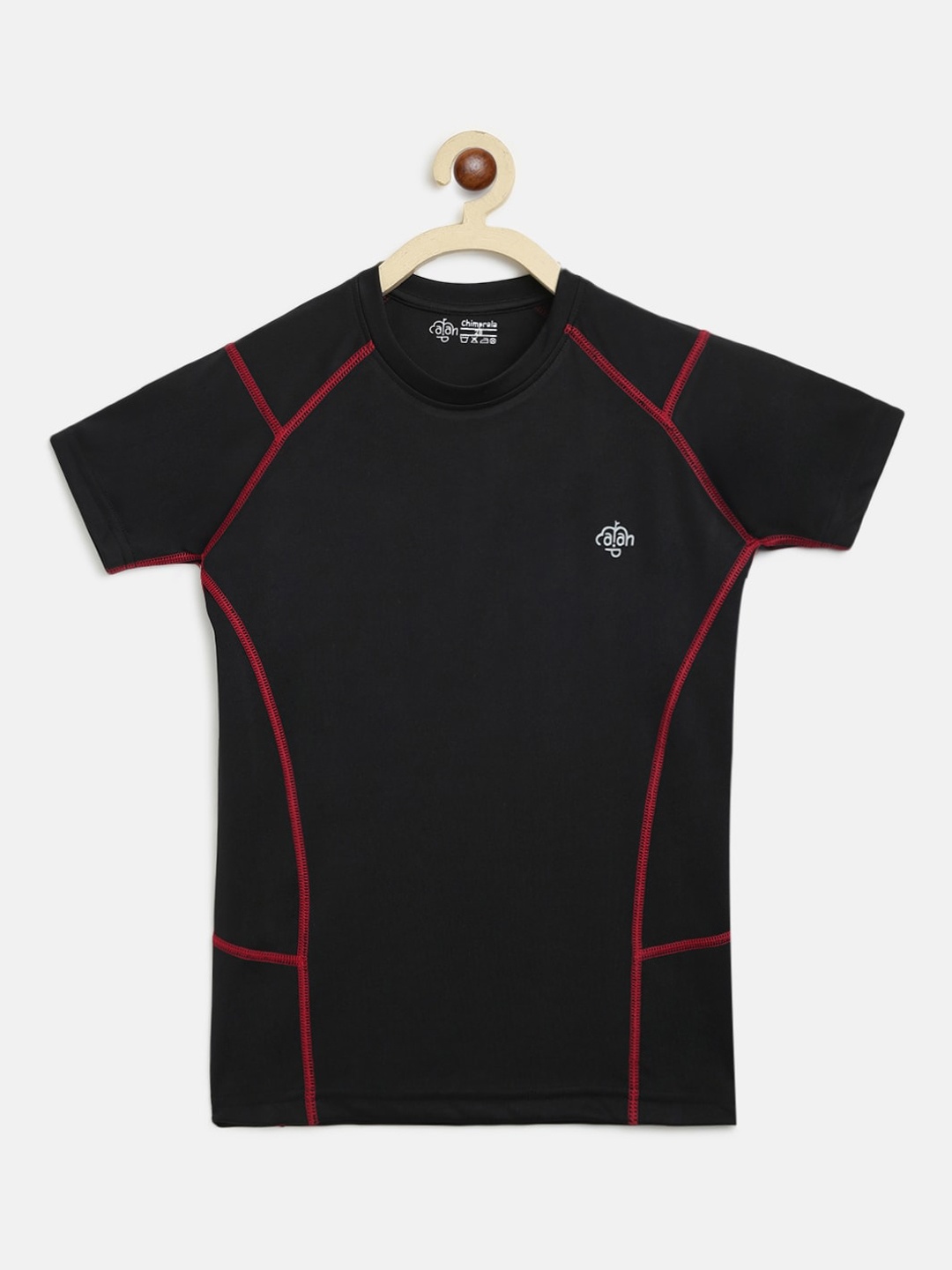 

CHIMPRALA Boys Black Solid Round Neck Sports T-shirt