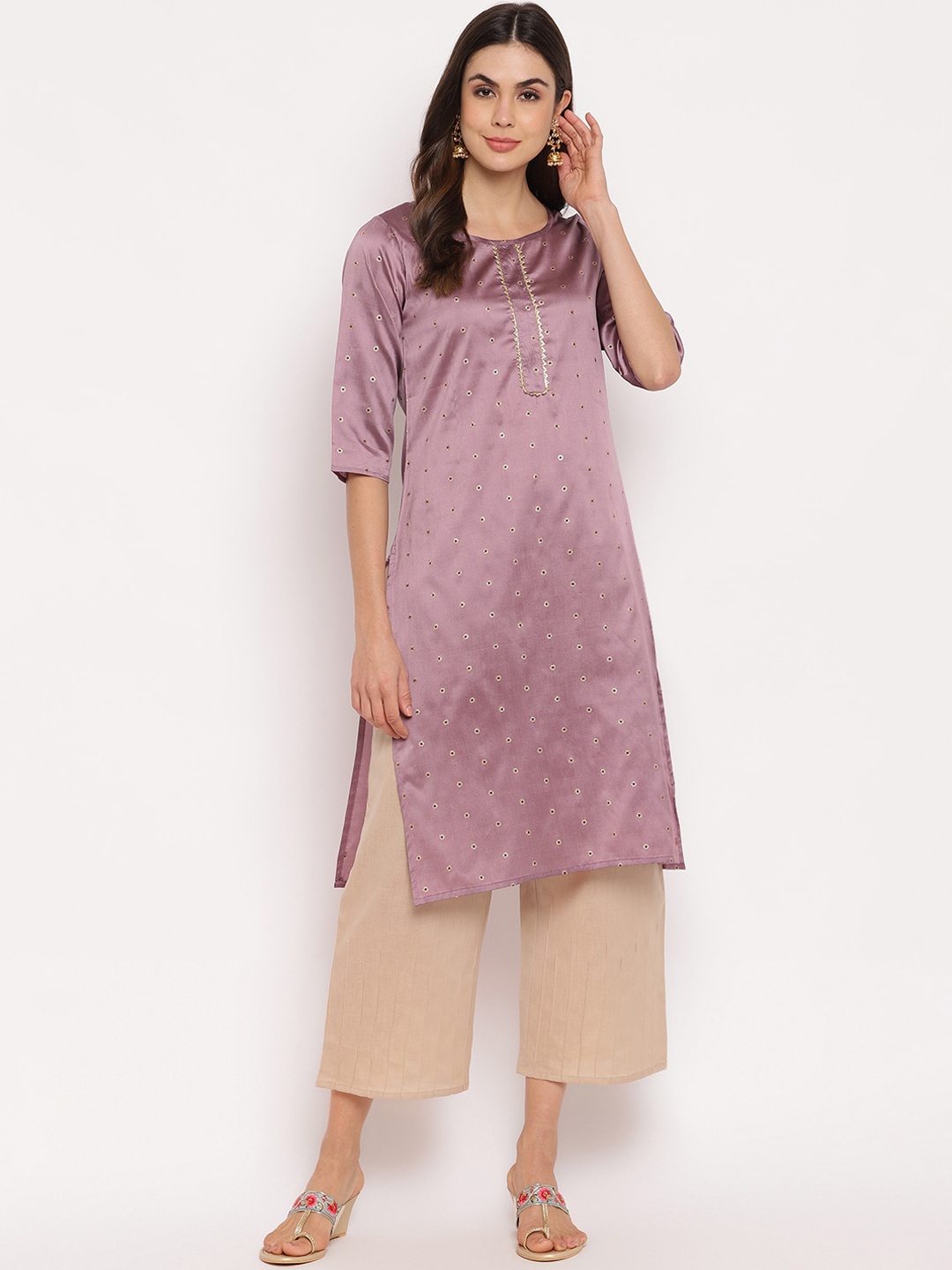 

Napra Women Mauve Gotta Patti Straight Kurta