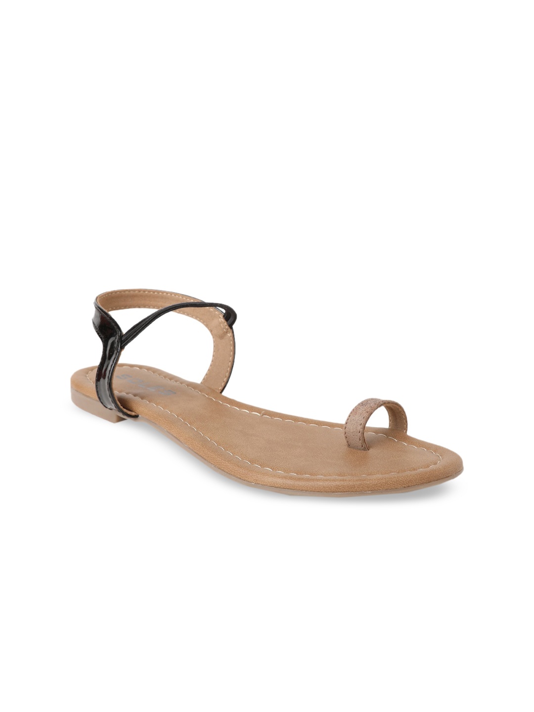 

SOLES Women Beige Colourblocked One Toe Flats
