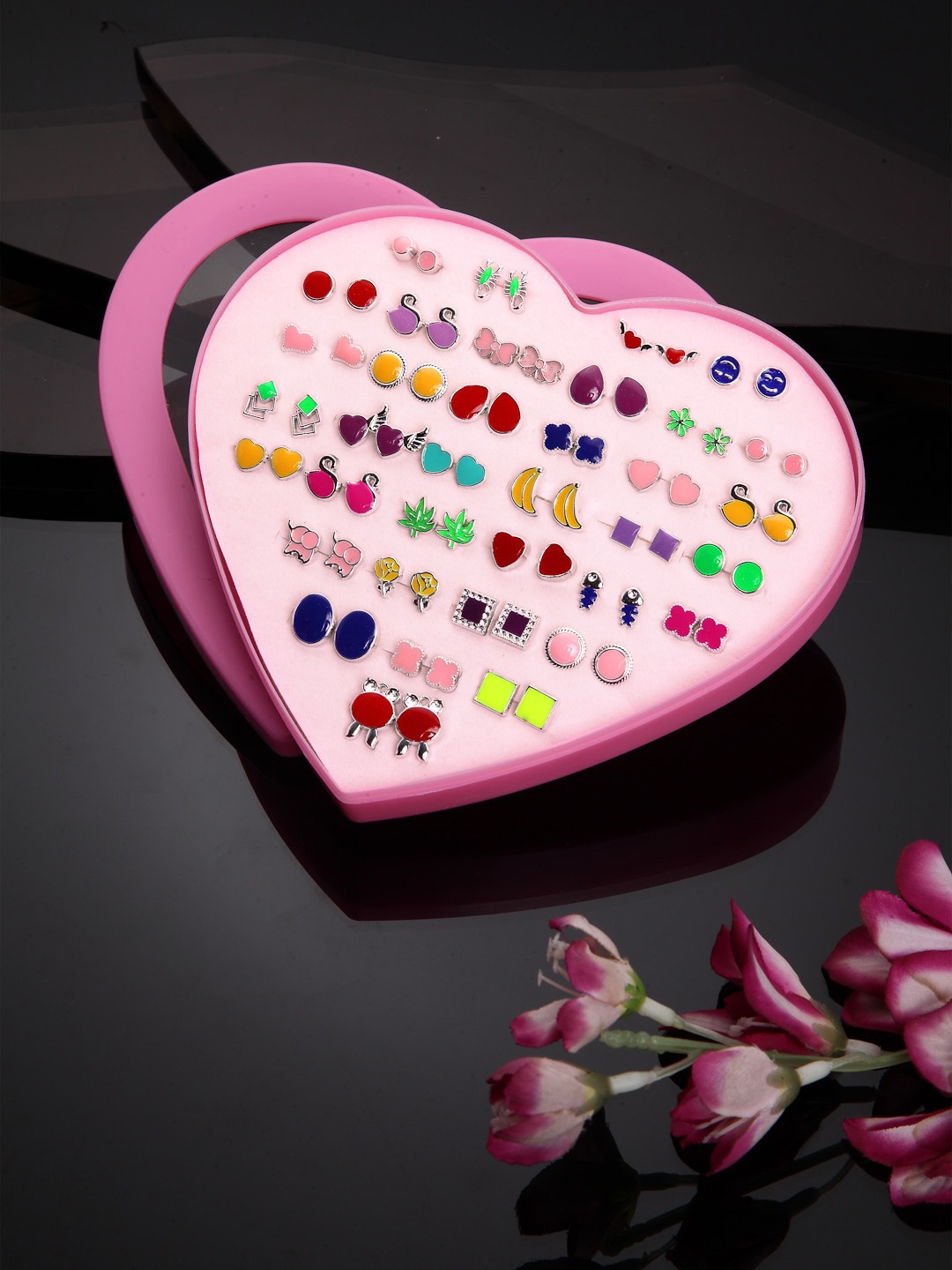 

Shining Diva Fashion Set Of 36 Multicoloured Contemporary Studs Earrings, Multi