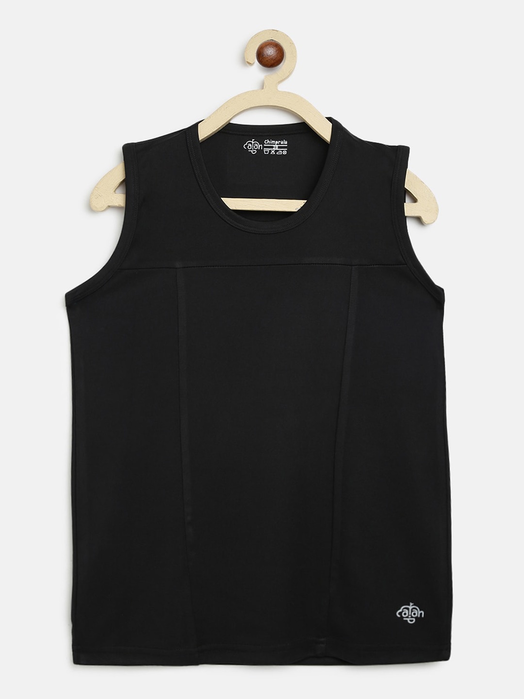 

CHIMPRALA Boys Black Solid Round Neck Sleeveless Vest Sports T-shirt