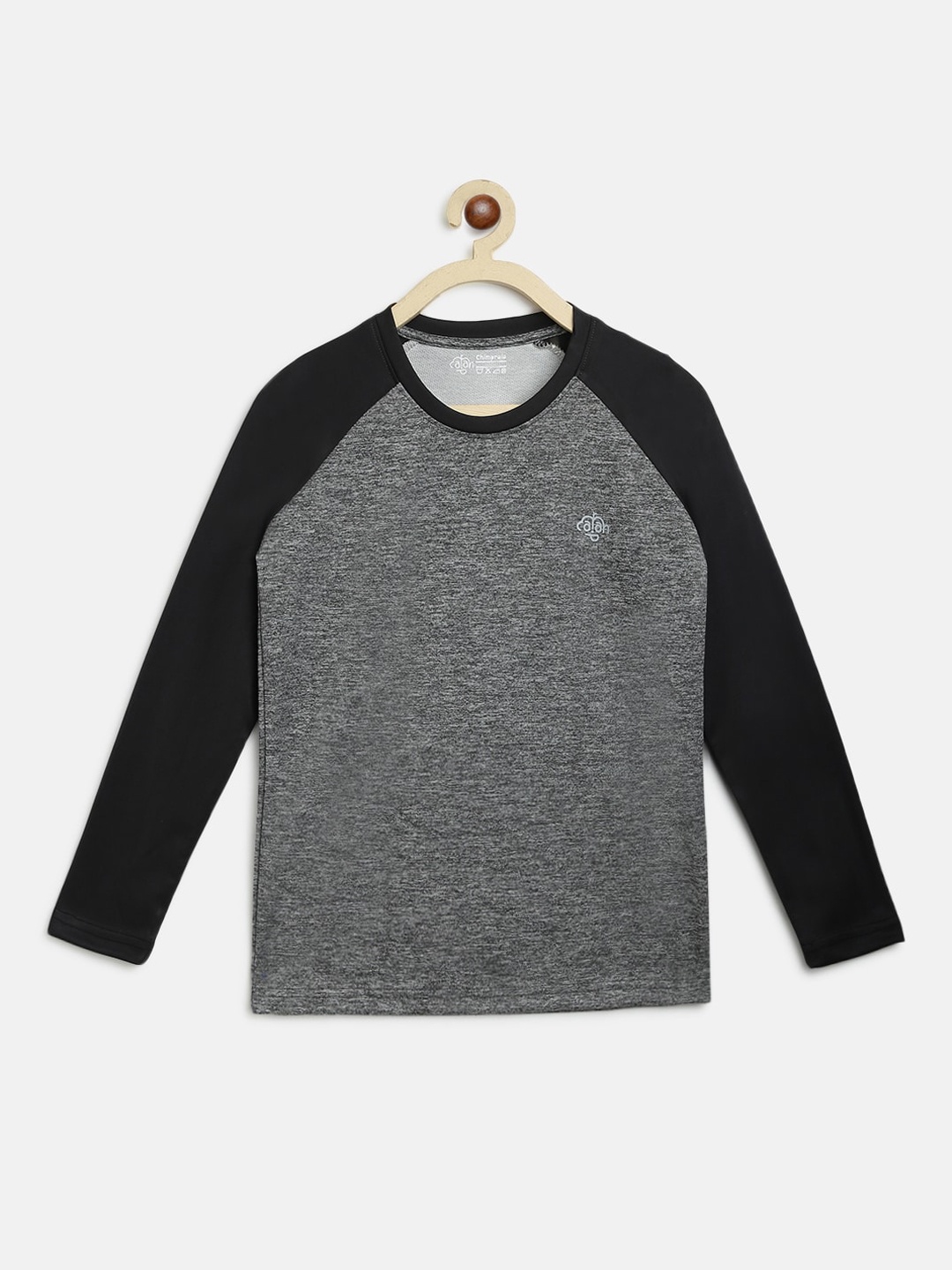 CHIMPRALA Boys Grey Colourblocked Round Neck Sports T-shirt