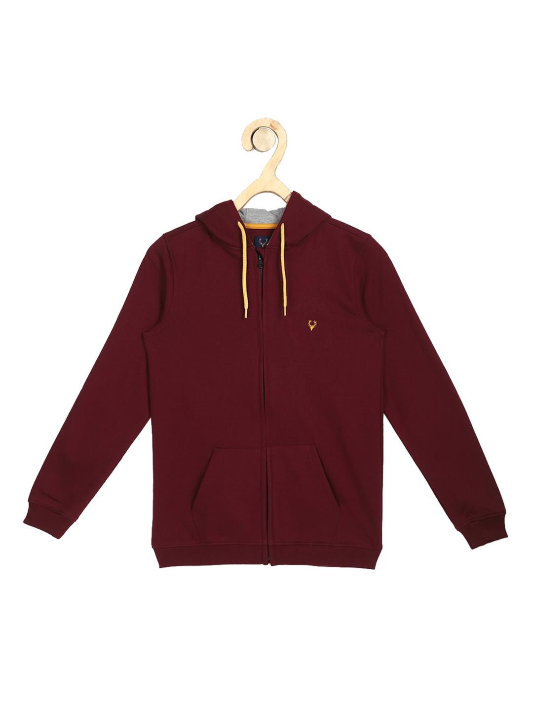 

Allen Solly Junior Boys Maroon Solid Hooded Sweatshirt