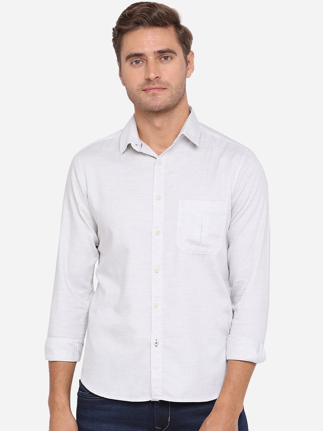 

Greenfibre Men Grey Slim Fit Solid Casual Shirt