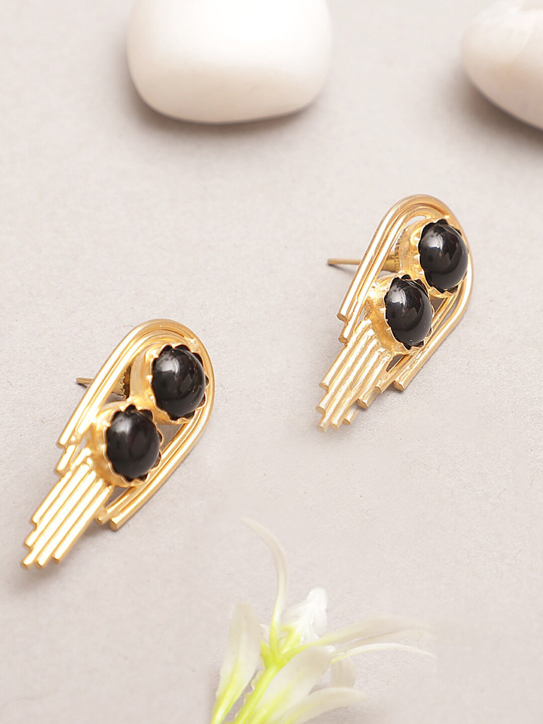 

XAGO Black & Gold-Plated Contemporary Studs