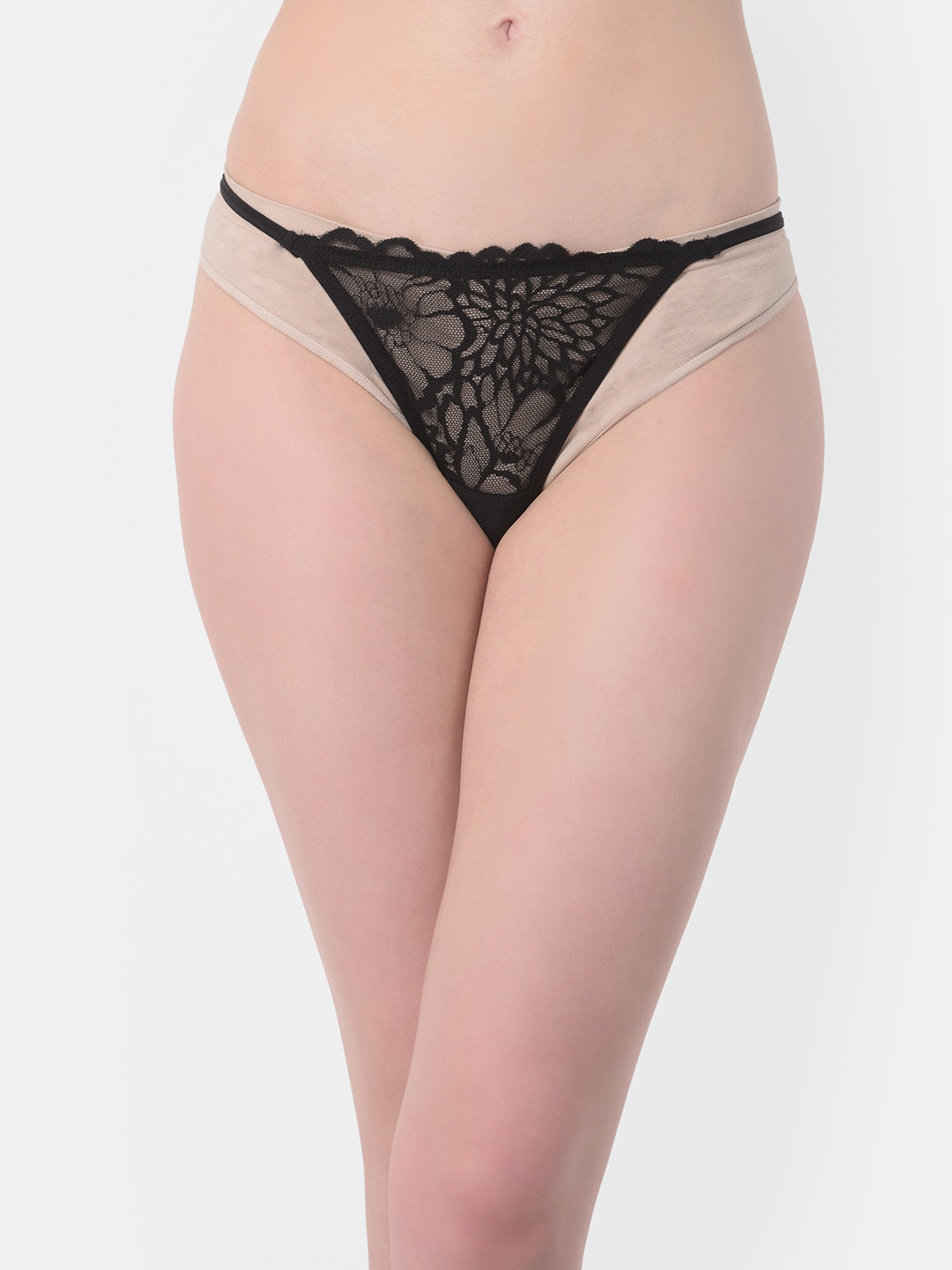 

Clovia Women Black Self-Design Lace Bikini Briefs PN3176X133XL