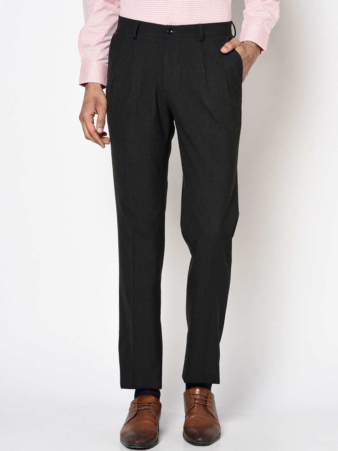 

Blackberrys Men Black B-88P Slim Fit Solid Formal Trousers