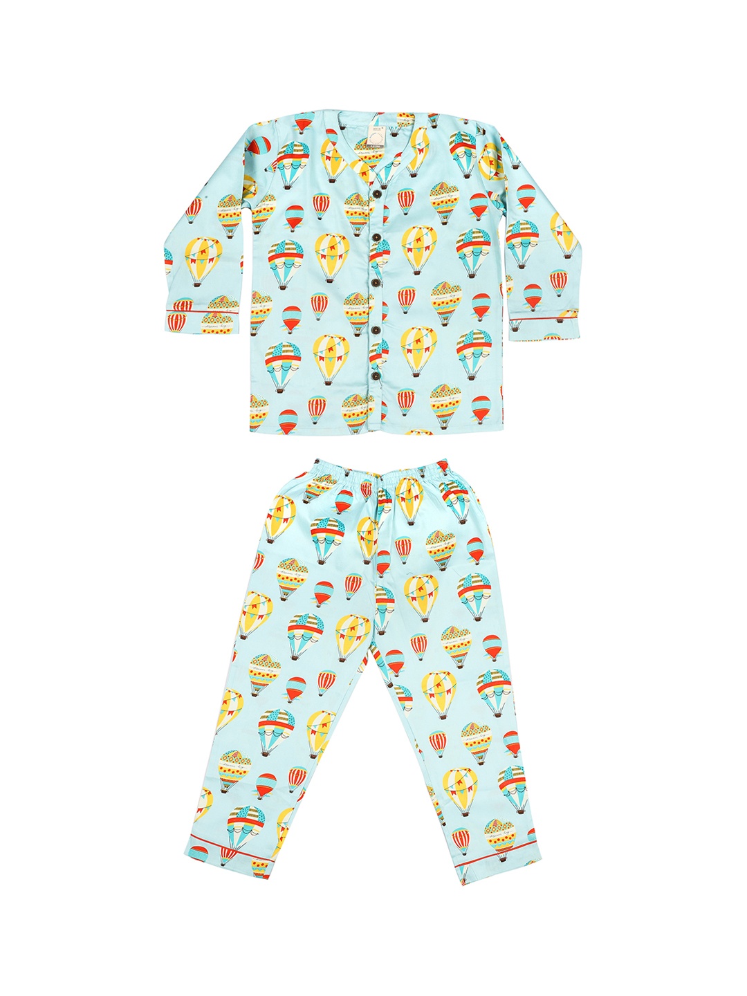 

CASA DE NEE NEE Kids Blue & Yellow Pure Cotton Printed Night Suit HAR2SKB4Y