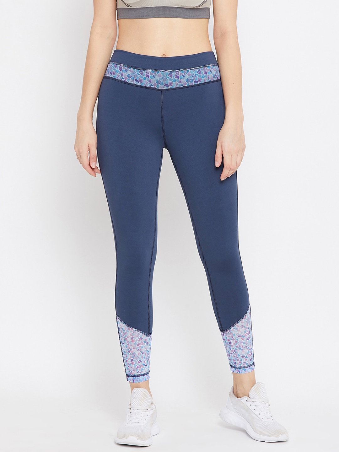 JUMP USA Women Teal Blue Solid e-dry Training Tights