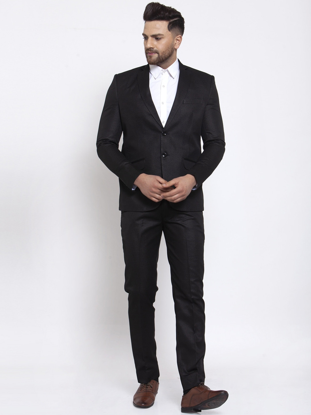

Wintage Men Black Solid Single-Breasted Formal Suit