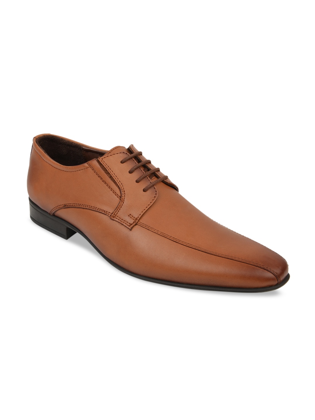 

Regal Men Tan Brown Solid Formal Leather Derbys