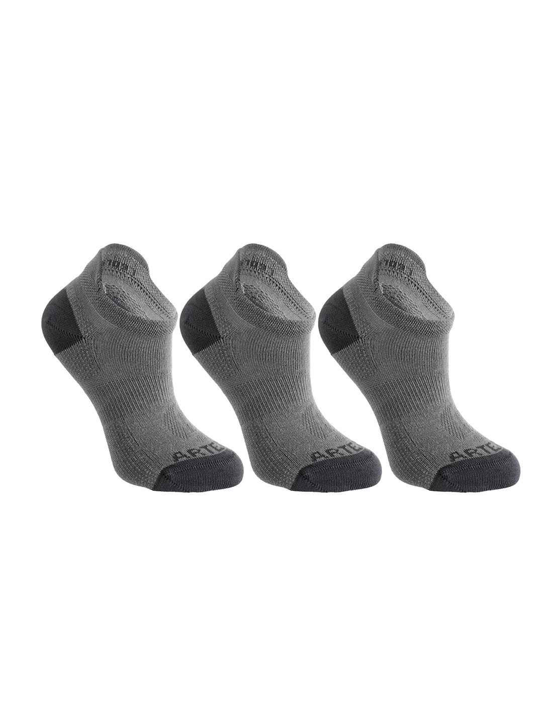 

Domyos By Decathlon Unisex Grey Ankle-Length Anti-Slip Pack Of 3 Yoga Socks