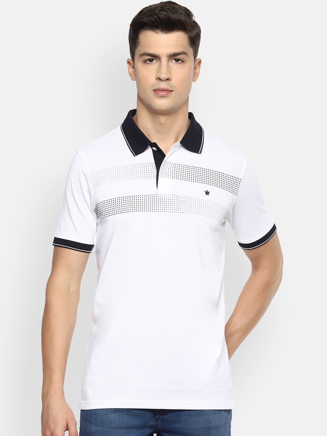 

Louis Philippe Men White Printed Polo Collar T-shirt