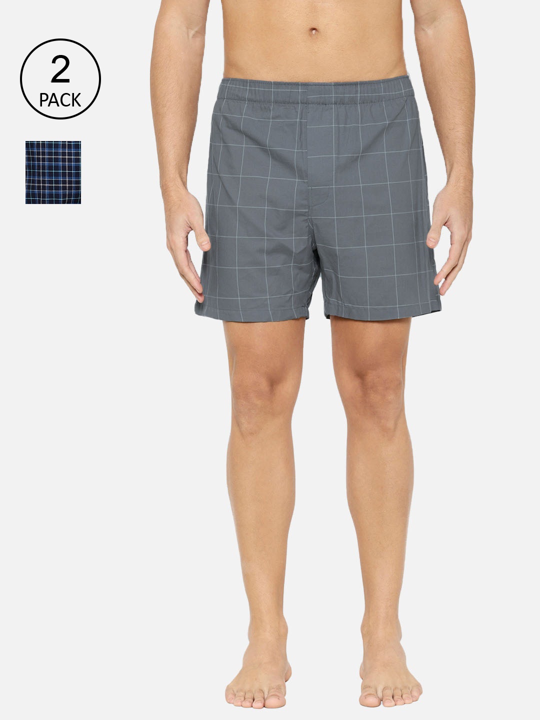 

XYXX Men Pack Of 2 Checked Boxers XYBOX2PCKN171, Blue