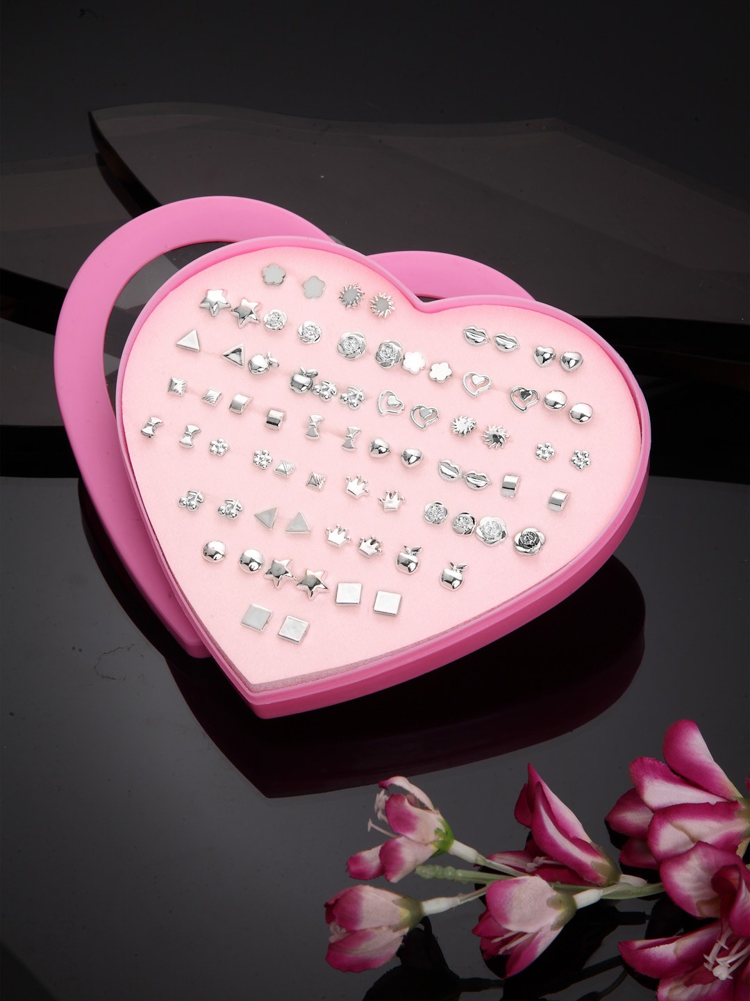 

Shining Diva Fashion Set of 36 Silver-Toned Contemporary Studs