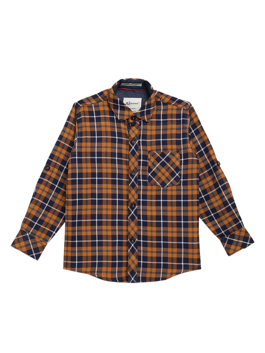

Aj DEZInES Boys Yellow Regular Fit Checked Casual Shirt