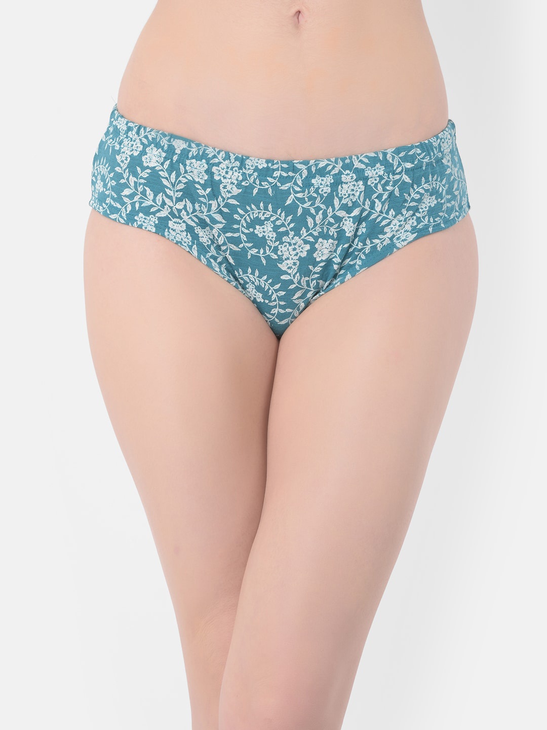 

Clovia Women Teal Green & White Leaf Printed Hipster Briefs PN3227O173
