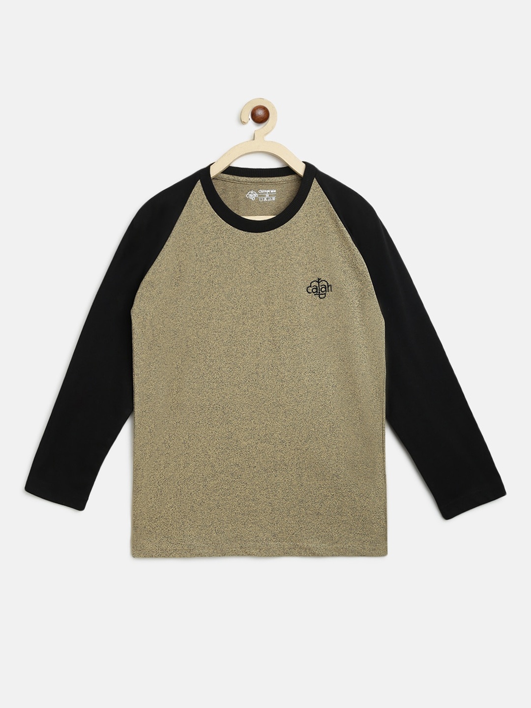

CHIMPRALA Boys Beige Solid Cotton Round Neck Sports T-shirt