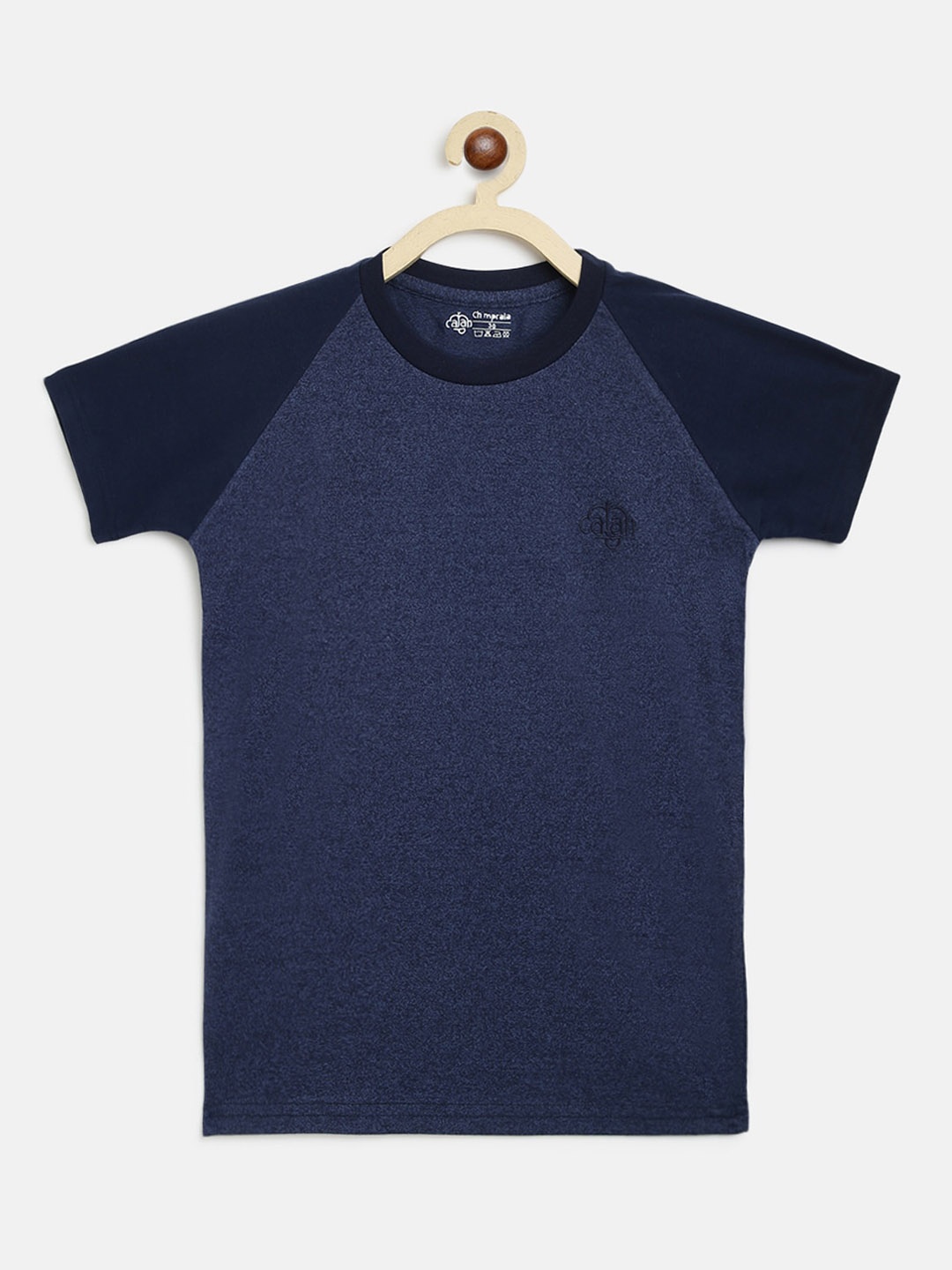

CHIMPRALA Boys Navy Blue Colourblocked Round Neck Sports T-shirt