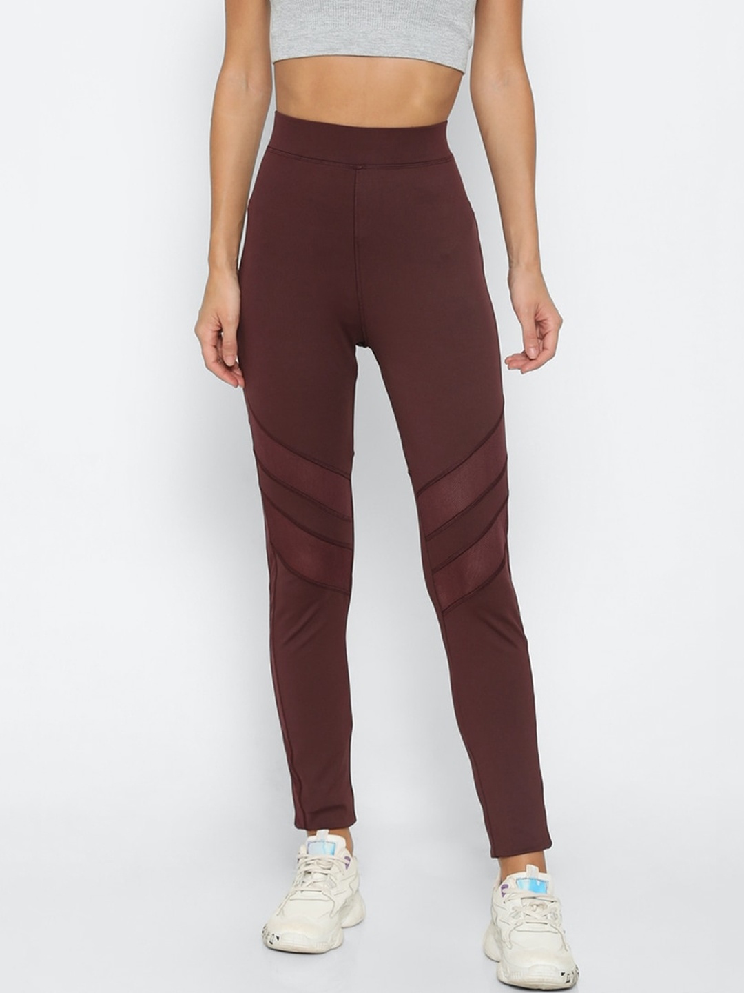 

FOREVER 21 Women Maroon Solid Ankle-Length Leggings
