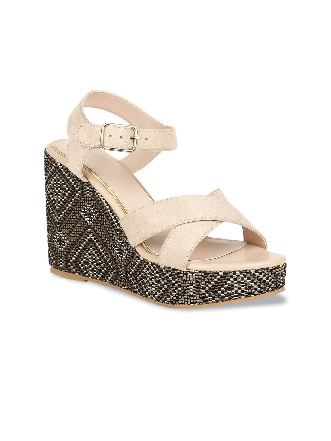 

Bata Women Beige Embellished Peep Toes