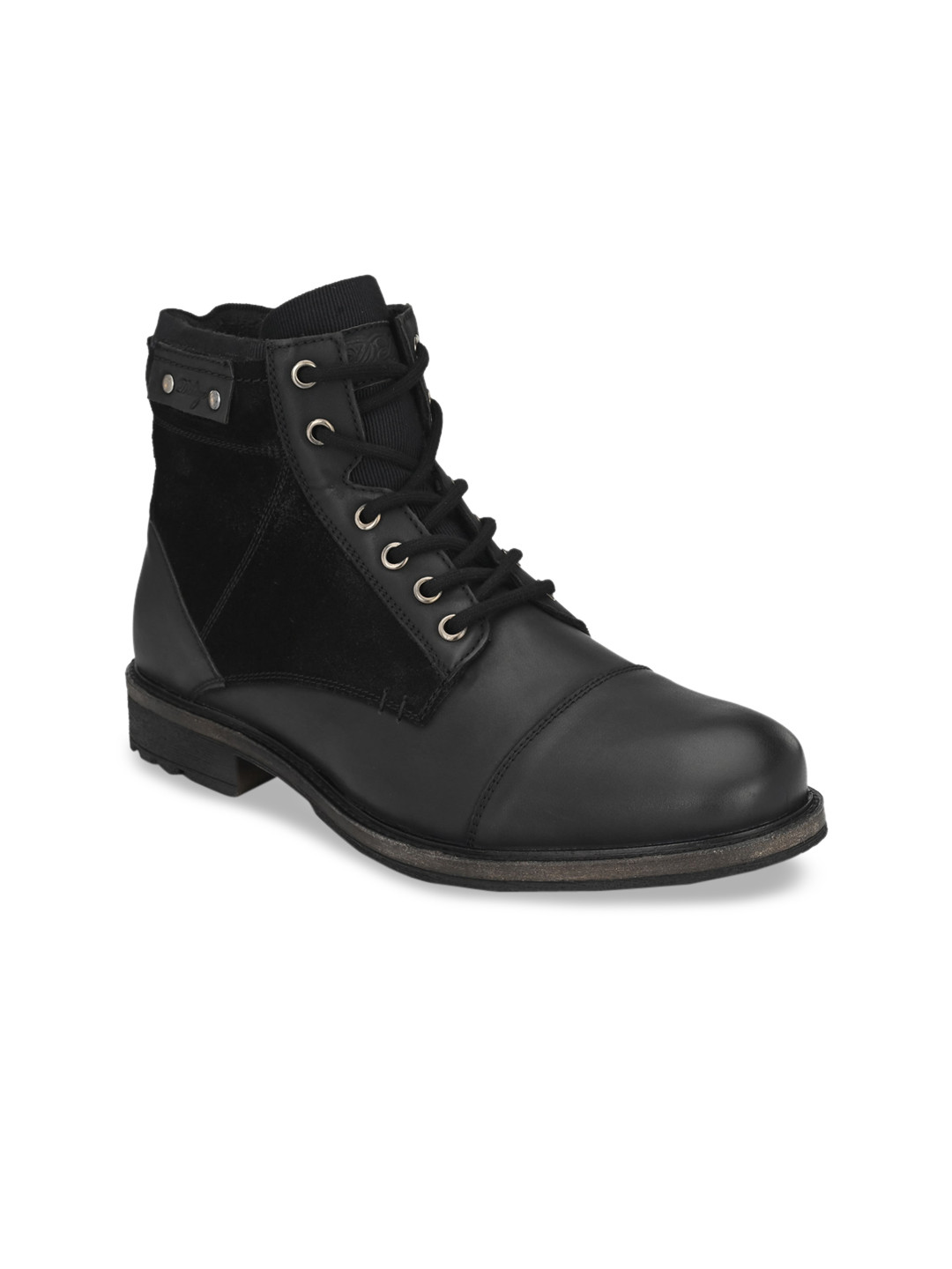 

Delize Men Black High-Top Flat Boots Casual Shoes