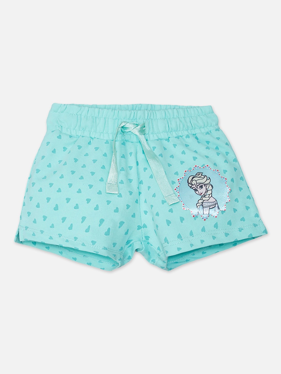 

Kids Ville Frozen Featured Sea Green Elsa Printed Regular Fit Cotton Shorts For Girls