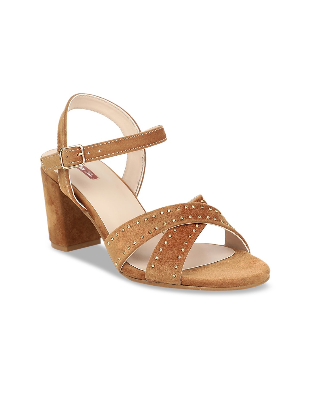 

Bata Women Tan Brown Embellished Block Heels