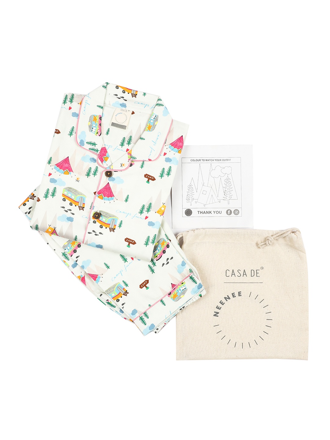 

CASA DE NEE NEE Unisex Off-White Printed Night suit