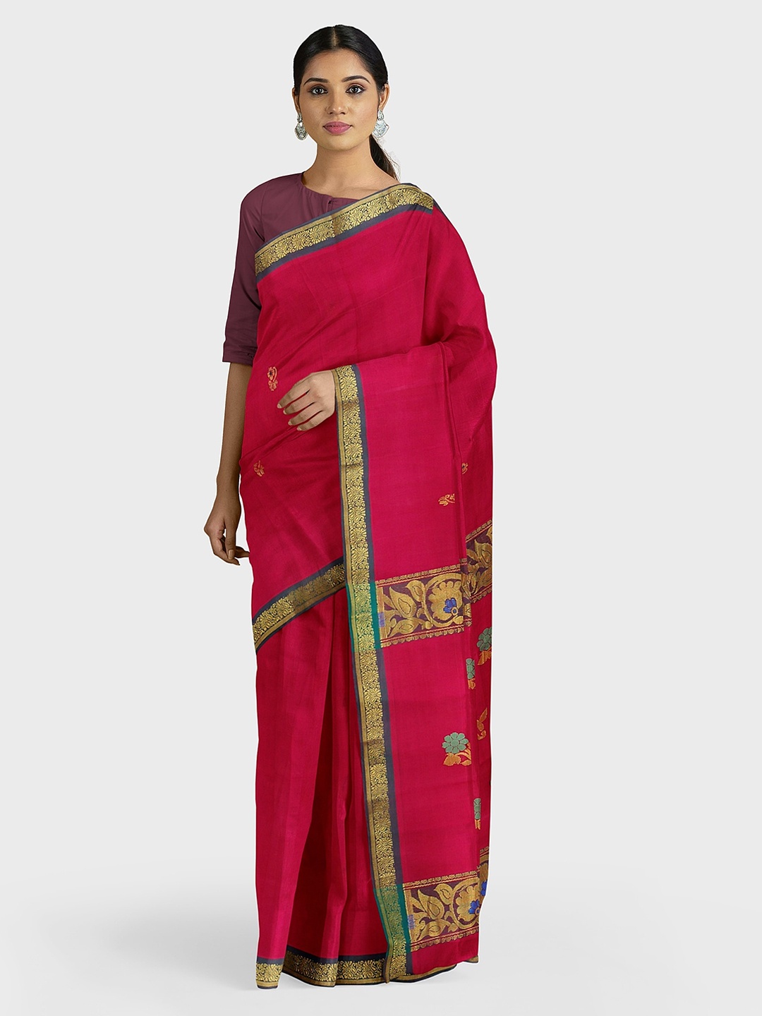 

APCO Pink Woven Design Pure Cotton Saree