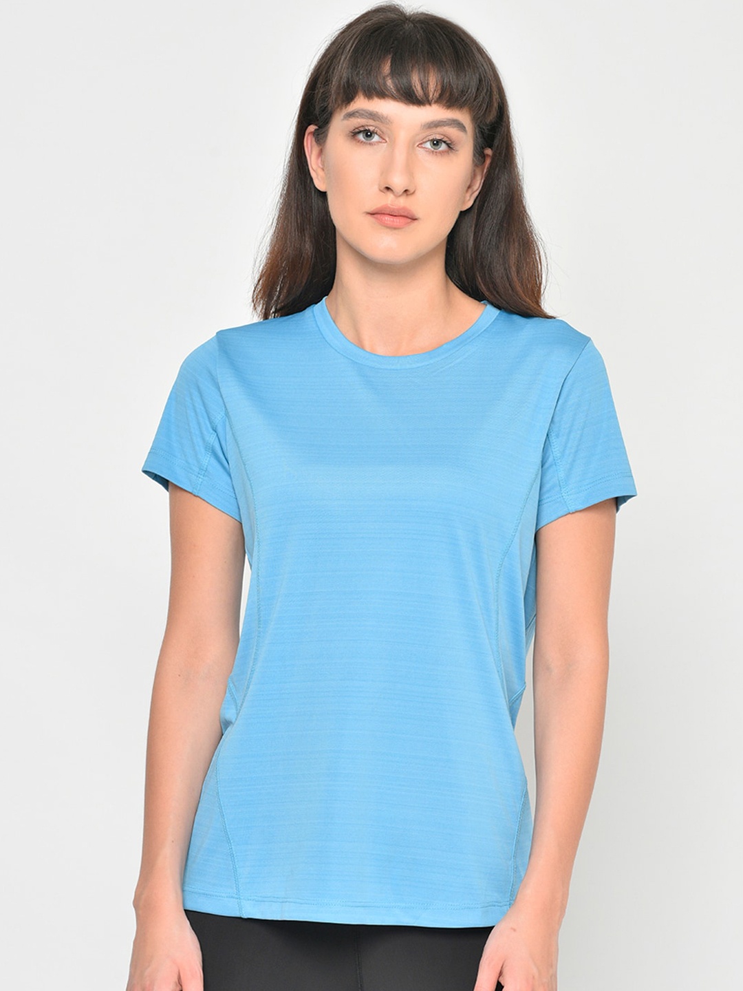 

PERFKT-U Women Blue Solid Round Neck T-shirt