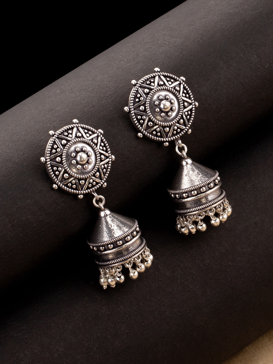 

Voylla Silver-Toned Circular Jhumkas