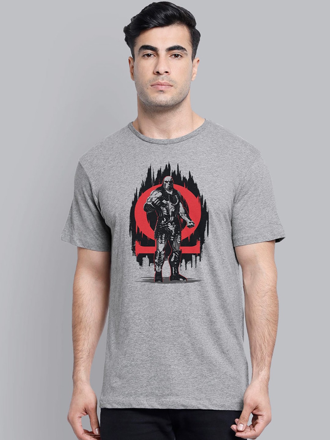 

Free Authority Men Grey Justice League Printed Round Neck T-shirt