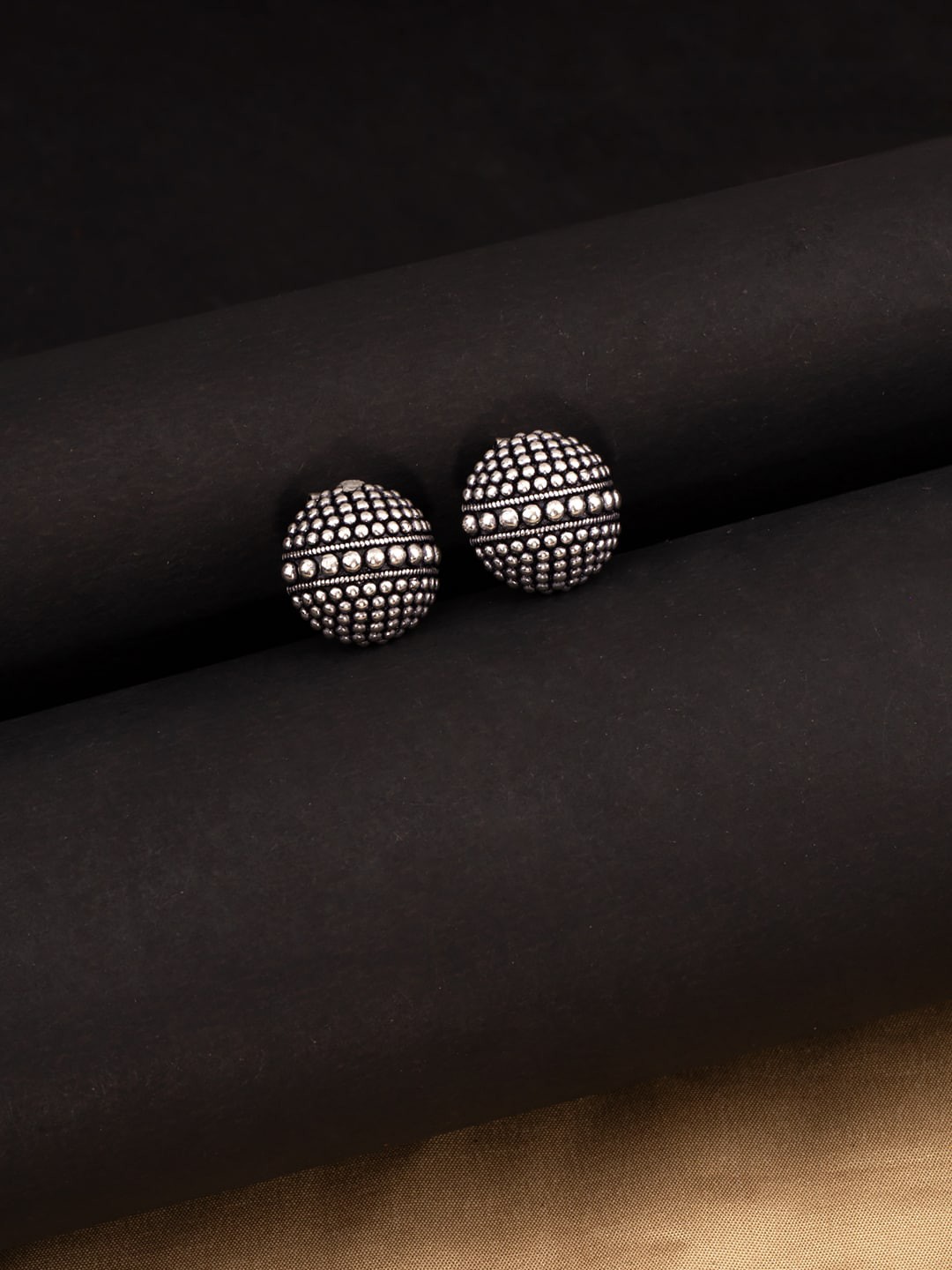

Voylla Silver-Plated Black Oxidized Circular Studs