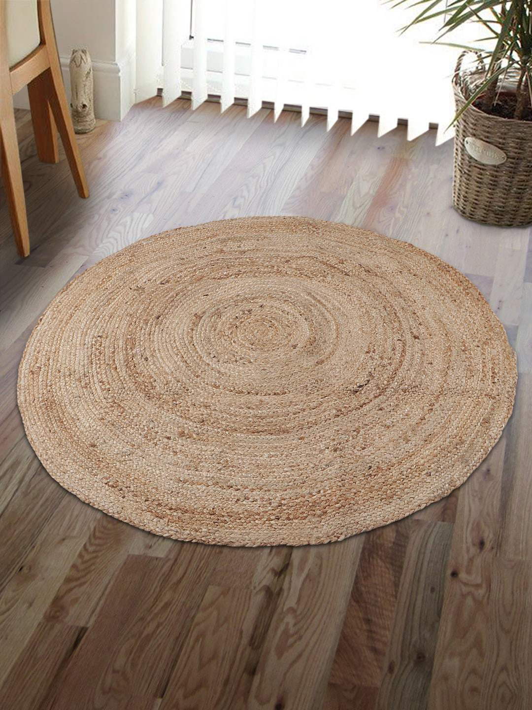 

HomeStorie Beige Natural Jute Sustainable Round Floor Carpet