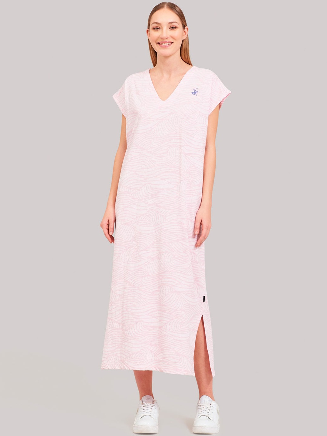 

Beverly Hills Polo Club Women Pink Printed Sheath Dress