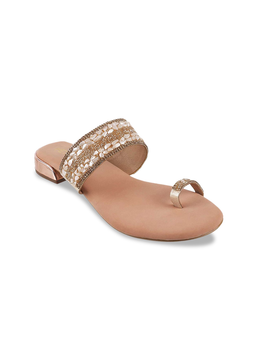 

Metro Women Tan Embellished One Toe Flats
