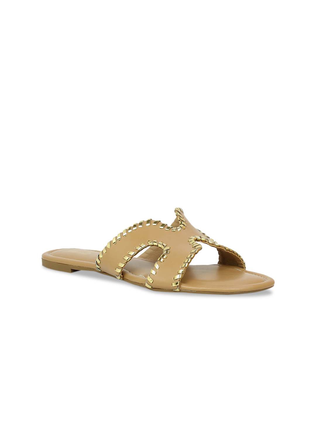 

Inc 5 Women Beige Embellished Open Toe Flats