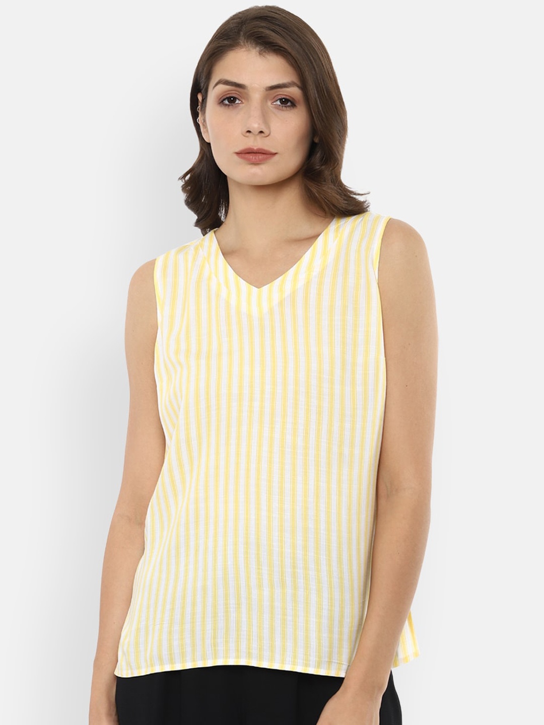 

Van Heusen Woman Yellow Striped Regular Top