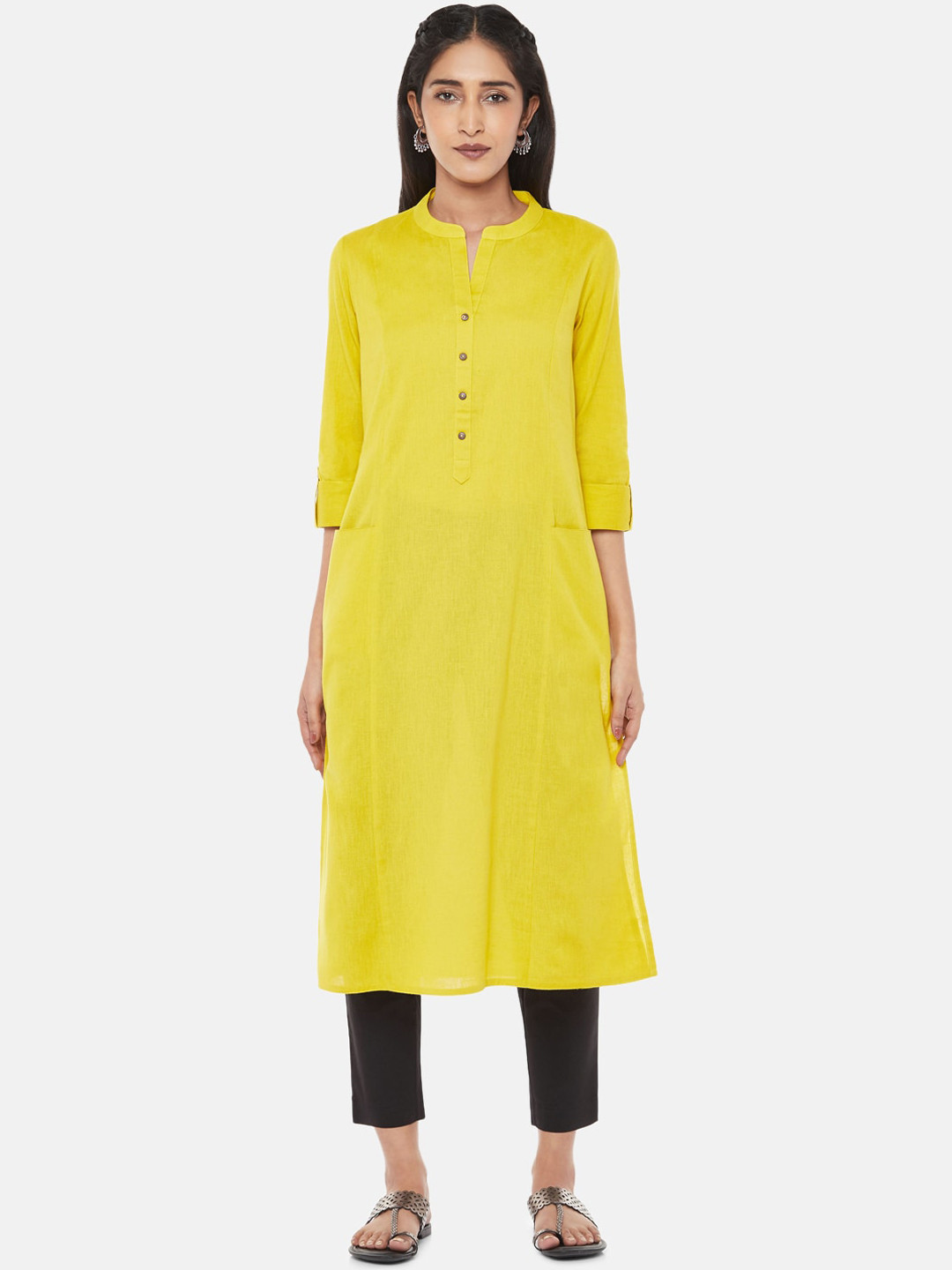 

RANGMANCH BY PANTALOONS Women Yellow Kurta