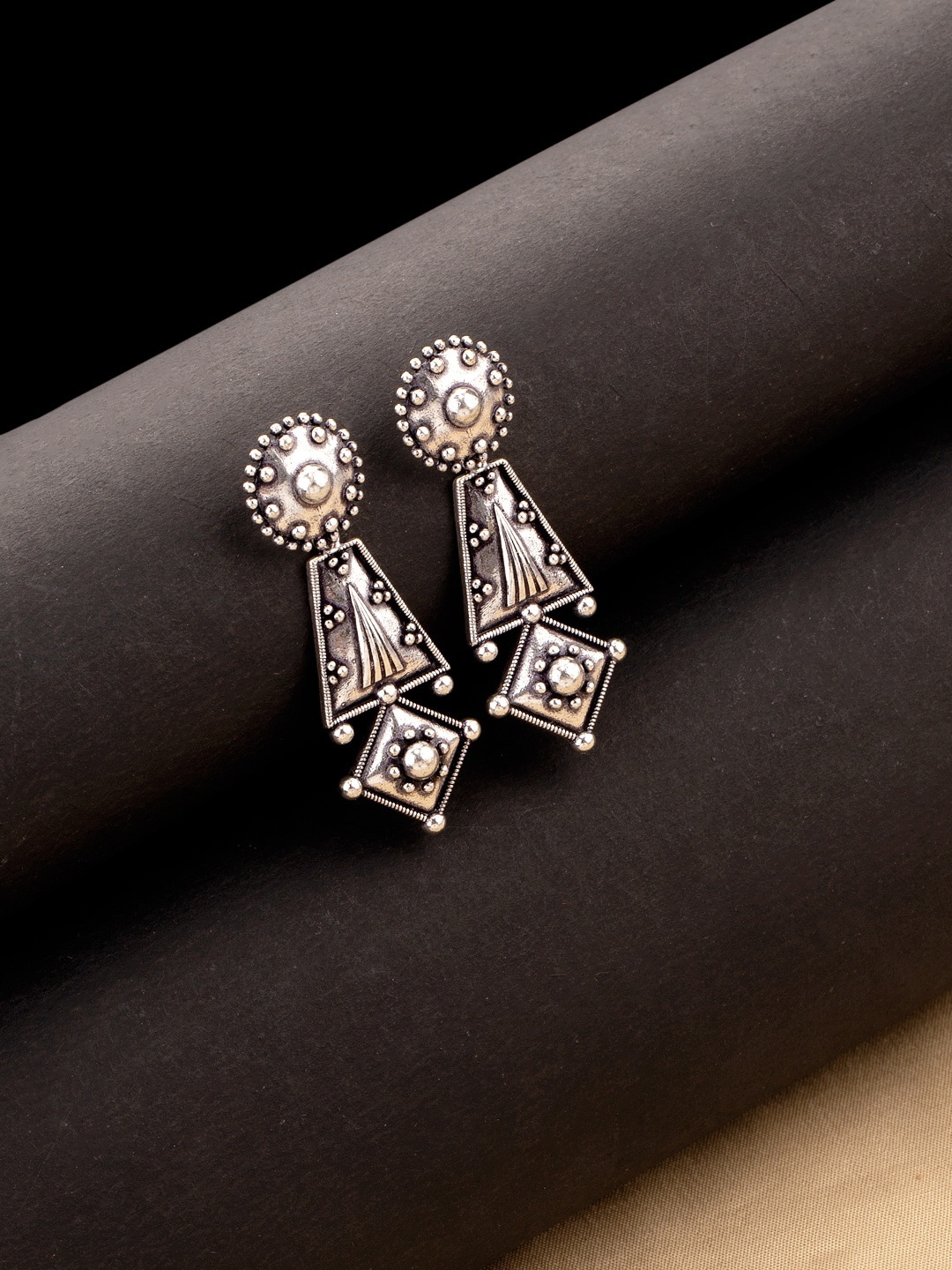 

Voylla Silver-Toned Contemporary Studs