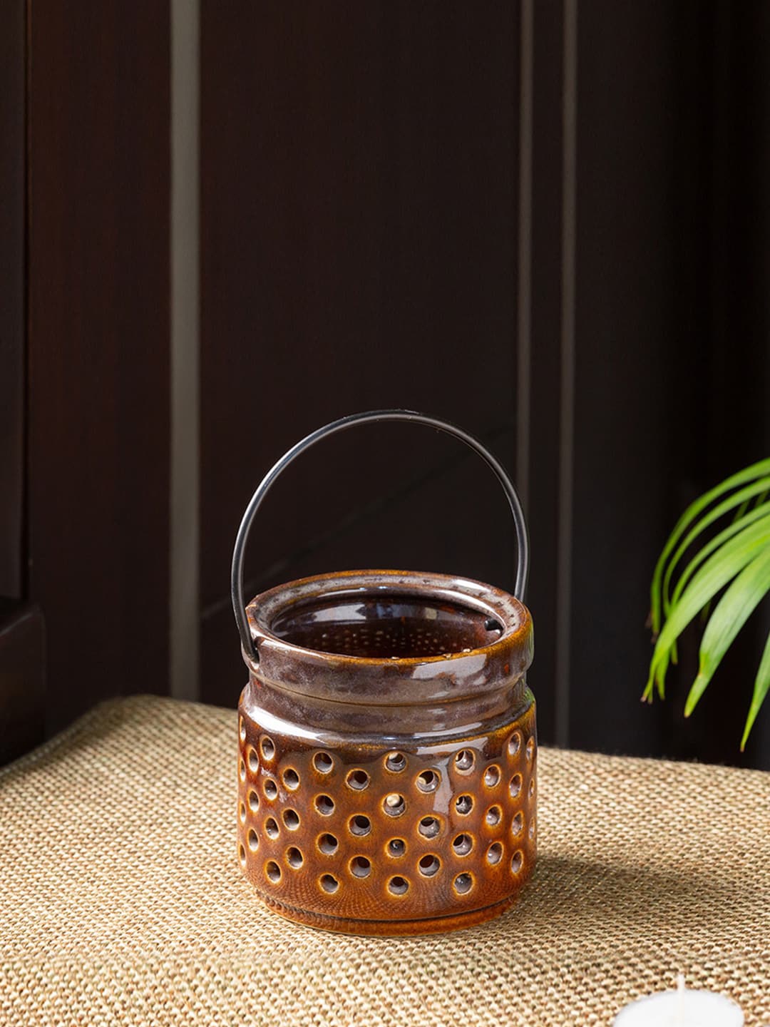 

ExclusiveLane Brown Handcrafted Ceramic Table Tea-Light Candle Holder