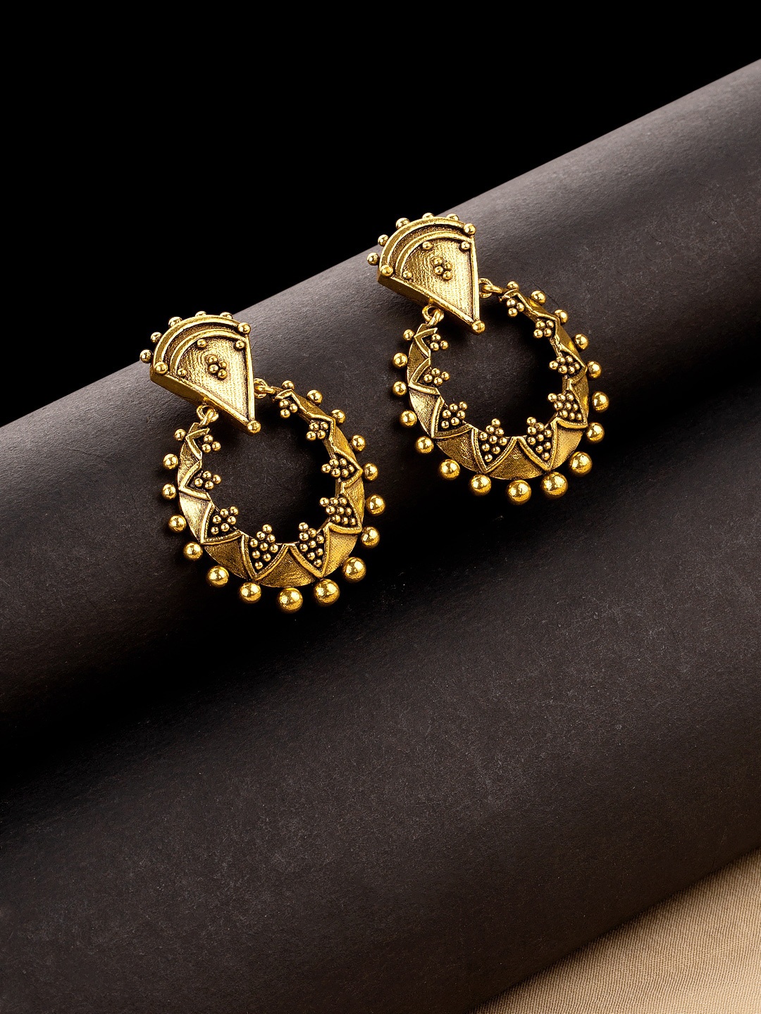 

Voylla Gold-Toned Contemporary Half Hoop Earrings