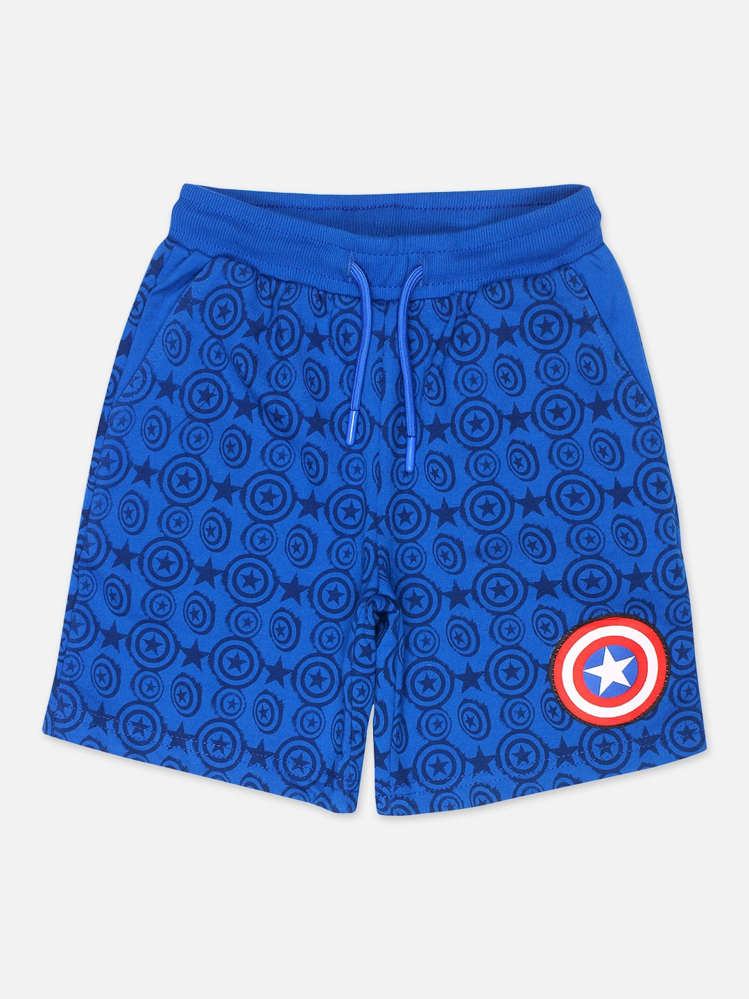 

Kids Ville Boys Blue Captain America Printed Regular Fit Regular Shorts